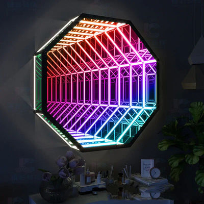 شراء بار المنزل LED لافتة النيون المرآة الخلفية الحائط الزخرفي لا نهاية لها LED مرآة الضوء التصنيع عبر الإنترنت
