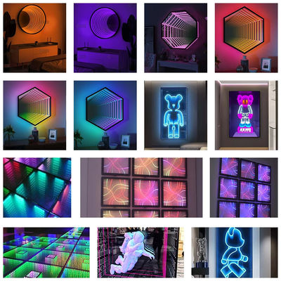 شراء Home Magic Mirror لافتة النيون Infinity Neon Led Rgb لافتة 3D الزجاجية التصنيع عبر الإنترنت