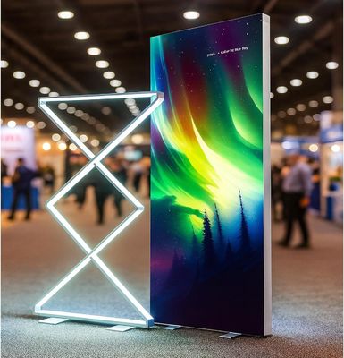 شراء Customizable Logo LED Display Banner Stand Advertising Light Boxes التصنيع عبر الإنترنت
